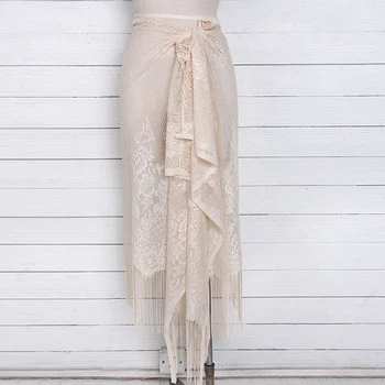 

Stretchy Sarong Holiday Beach Sunscreen Stylish Women Skirt Summer Wrap Ladies Sexy Tassel Cover Up Lightweight