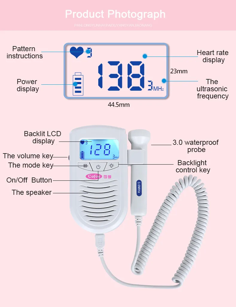 Cofoe фетальный допплер детектор сердцебиения бытовой портативный для беременных фетальный пульсометр без излучения уход за ребенком стетоскоп