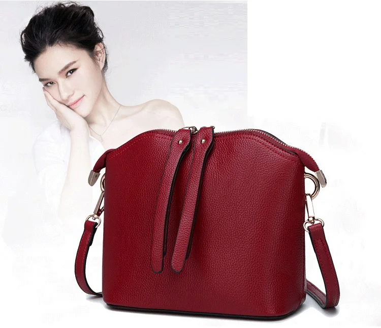 MJ Bag Ladies Genuine Leather Messenger Bag Female Real Leather Cowhide Shell Bags Womens Crossbody Shoulder Bags Solid Small (2)