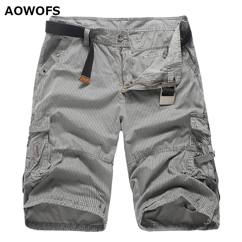 Top Fashion Calf length Mens Cargo Shorts Solid Multi pocket Men Short Cotton Casual Design