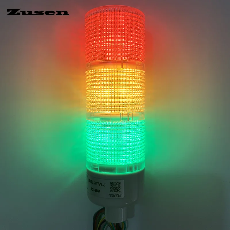 

Zusen 12V TB53-3T/W flash and constant light adjustable white transparent case signal tower light three layer