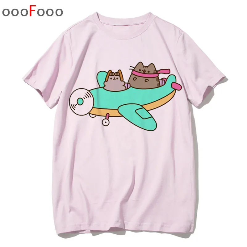 Pusheen женские футболки с рисунком кота женская футболка Топ Футболка kawaii корейского размера плюс 90s harajuku Повседневная графическая