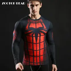 Человек-паук мужской верх печать 3D Футболка мужская компрессионная Фитнес Футболка 2017 Новинка Повседневная мужская футболка с круглым
