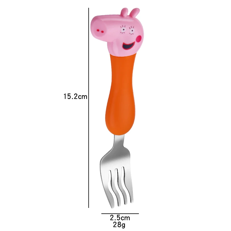 Big pig orange fork 1 шт., мультяшная Минни, детская ложка, вилка, набор для кормления ребенка, ложка из нержавеющей стали, детские столовые приборы, Детские аксессуары для мелкой посуды - Цвет: Big pig orange fork
