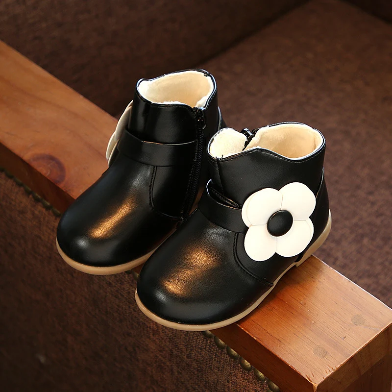 2017 Autumn Toddler Baby Girl Black Ankle Boot Kid Brand Children