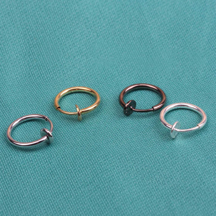

1Pcs 13mm Fashion Punk Clip On Fake Piercing Nose Lip Hoop Rings Earrings 4 Colors Drop Shipping