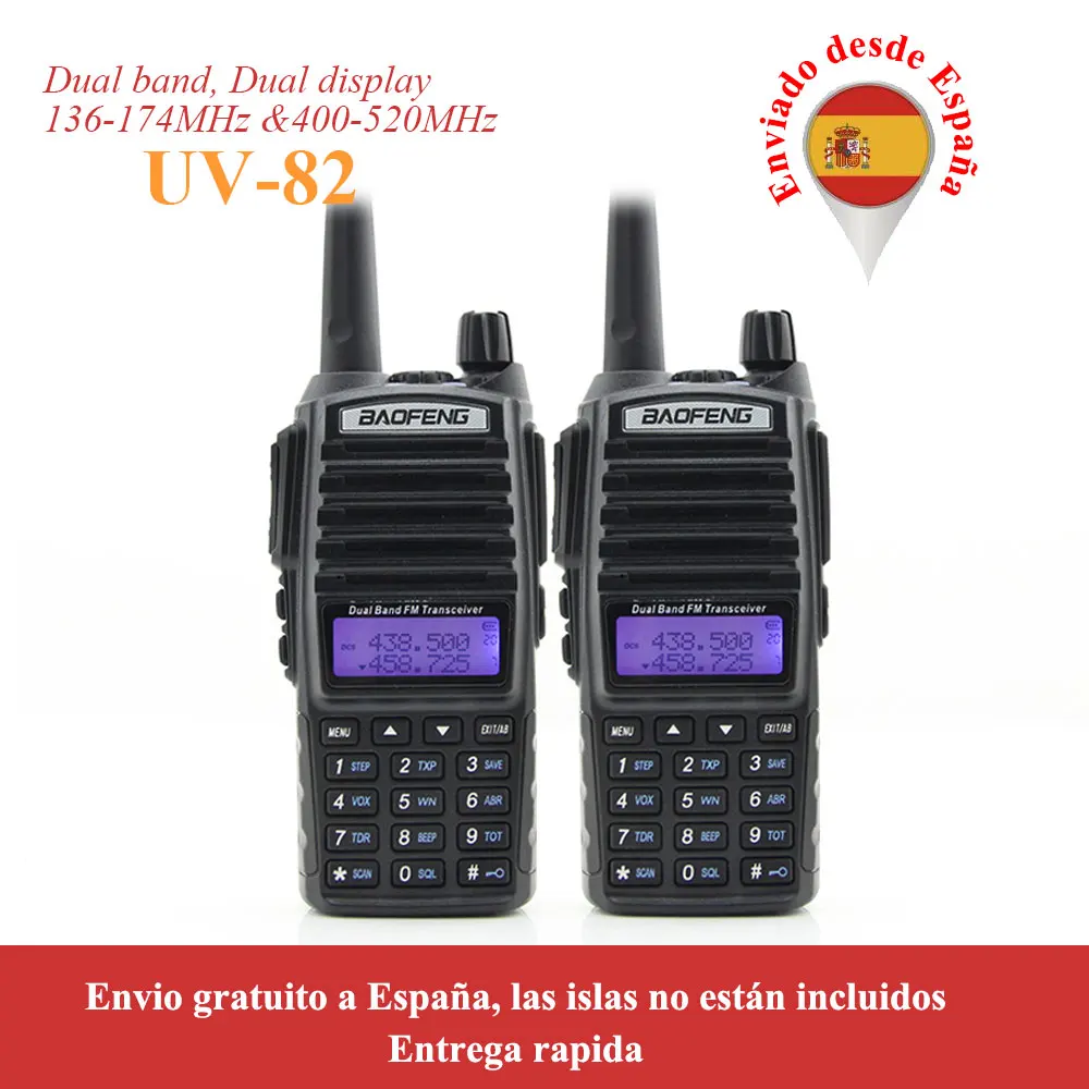 Baofeng UV-82 woki toki двухдиапазонный радио VHF136-174 и UHF400-520MHz 5 Вт FM радио uv82 двухстороннее радио - Цвет: 2xUV-82-5W-black