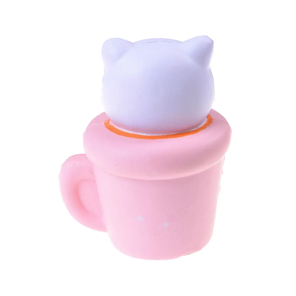 Ручные ручки розовая чашка кошка сжимающаяся медленно поднимающаяся эластичная бумага для моделирования сжимаемая кружка с кошкой детские игрушки Игрушка мышечная тренировка