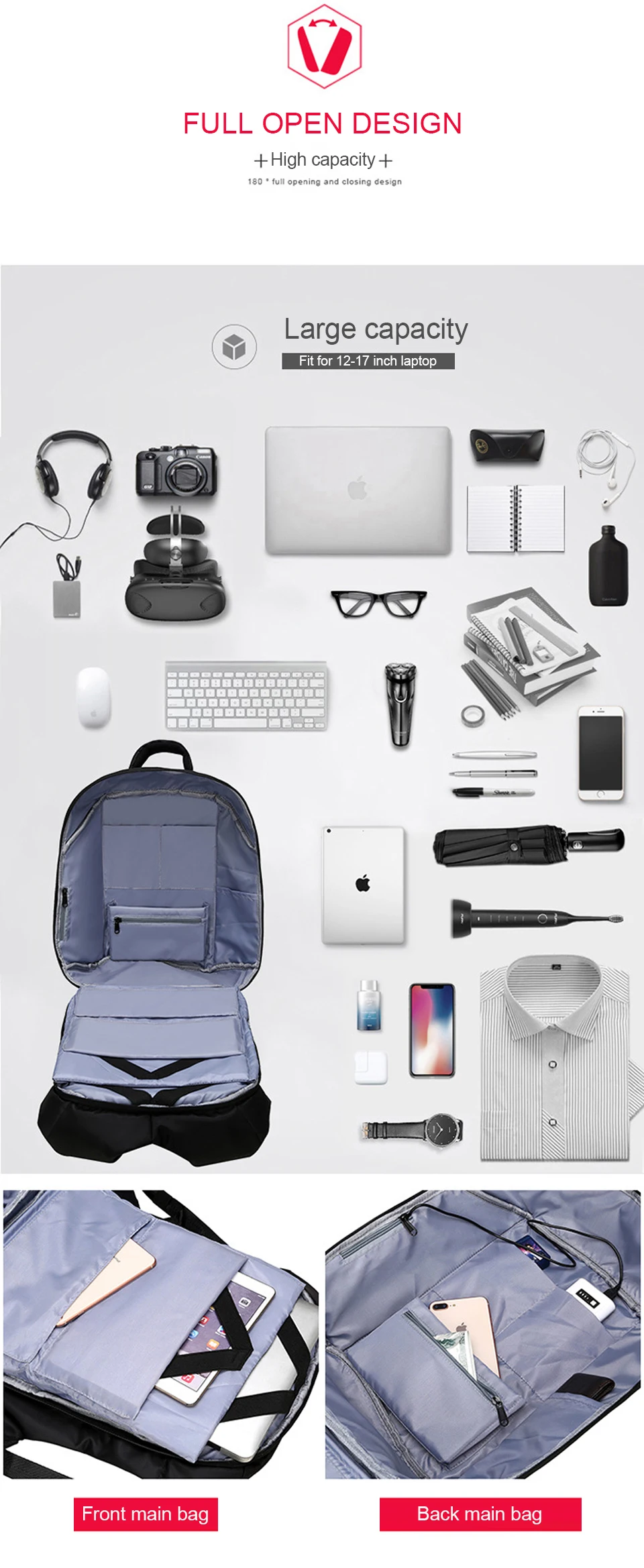 Anti Theft Men Backpack Male Laptop Backpacks 17 Inch 15.6 Business Waterproof Travel Backpacking USB Charging Bagpack Women Bag (4)