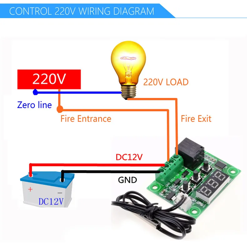 50 шт. W1209 DC 12V температура отопления охлаждения термостат для контроля температуры Переключатель Регулятор температуры термометр термо контроллер