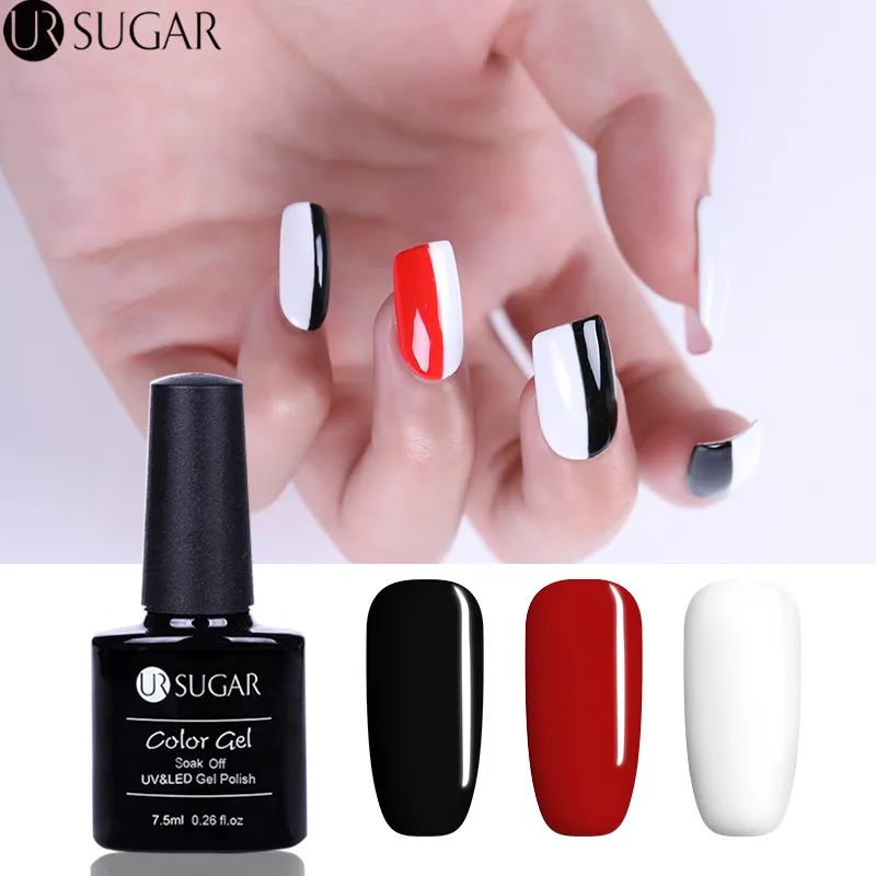 

UR SUGAR 7.5ml Basic Line Gel Pure Nail Color Gel Polish Black White Red Semi Permanent Gel Varnish Soak Off UV LED Lacquer