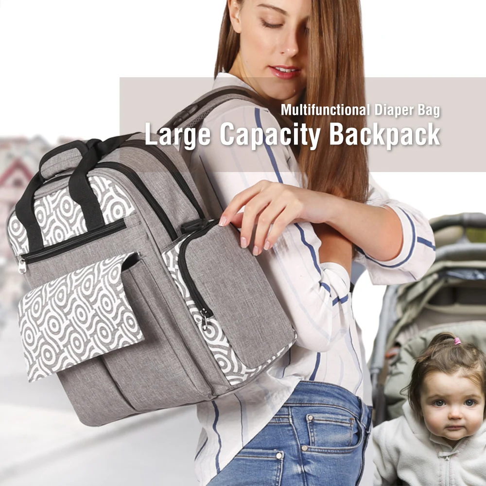 Diaper Bags Large Capacity Backpack Travel Diaper Organizer Bag (2)