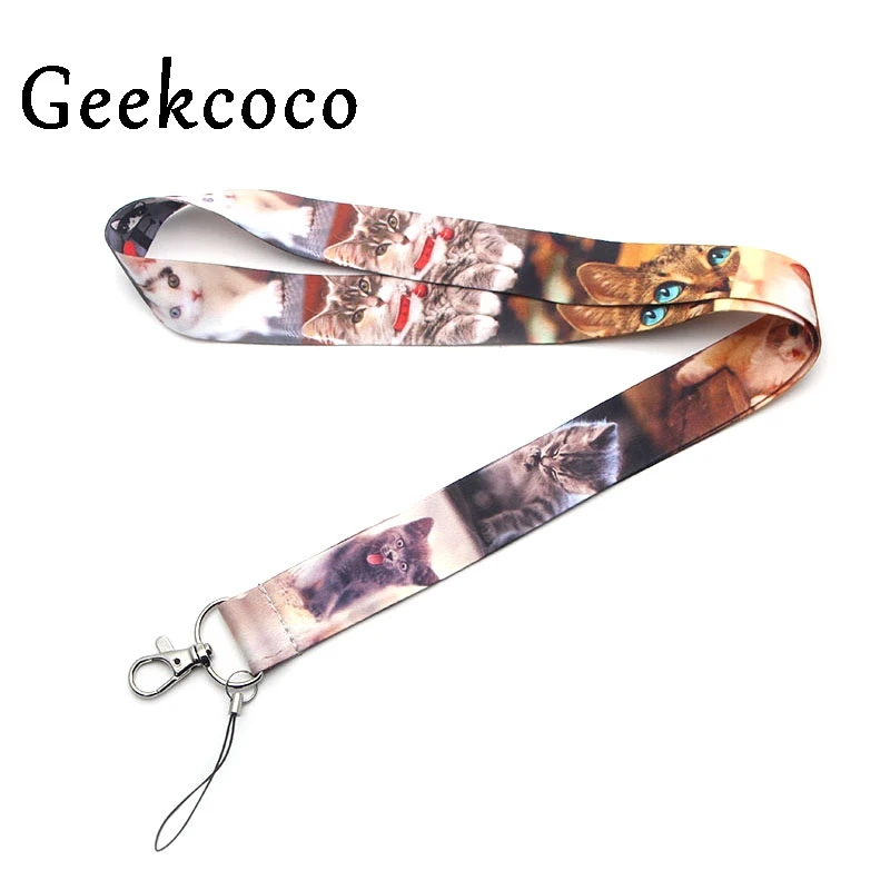 

Cat animal keychain Accessories Safety Breakaway Mobile Phone ID Badge Holder keys Straps Neck lanyard Camera J0277