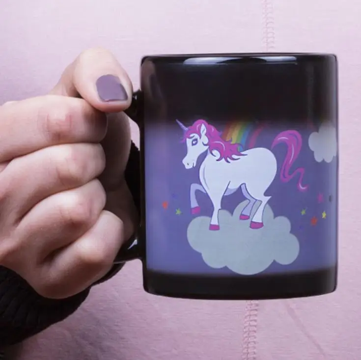 

Changable Color ceramic cups creative cartoon unicorn rainbow for Coffee Cups Tea Handpainted Cup Drinkware Lovers Kid's Gift