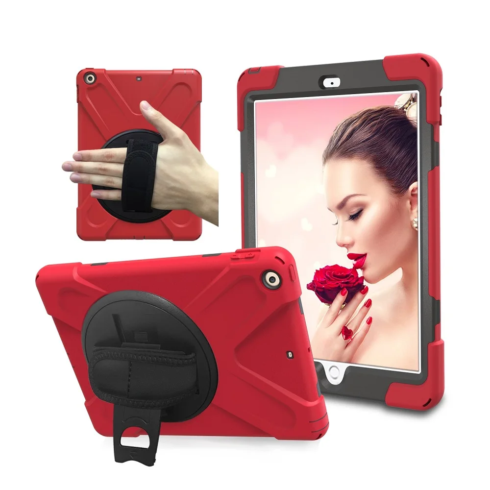 Nuovo 360 Armor Coque Per Ipad 9.7 2018 Custodia 360 Rotazione Cinturino In Silicone Pvc A1893 A1954 Cover Per Ipad 2018 9.7 Cover Per Bambini
