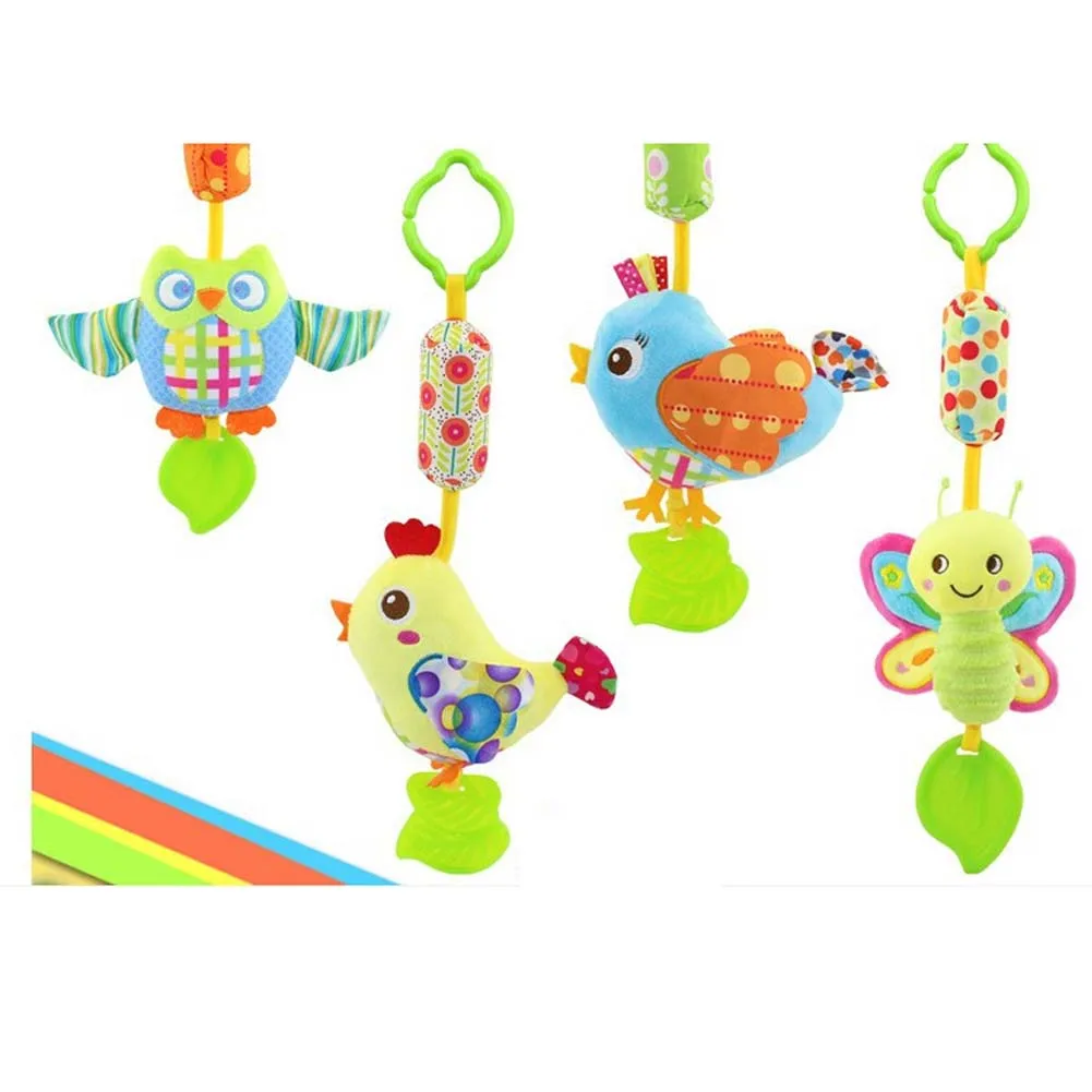 

Baby Rattles & Mobiles With Teether Toys Bird/Butterfly/Owl/Chicken Animals Dolls Stroller Crib Hanging Wind Chimes