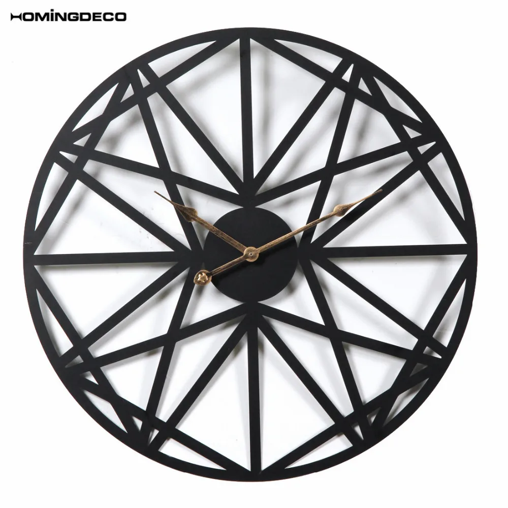 Homingdeco 50 см креативные ретро круглые Настенные часы бытовые пятиконечные Звездные узоры железные Подвесные часы римские цифры-черный