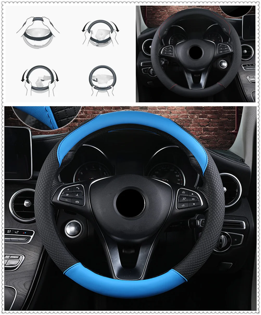 car accessories steering wheel cover 38 cm or 15 inch hand stitch for Volvo S90 XC90 XC XC70 V70 S80 Estate You | Автомобили и