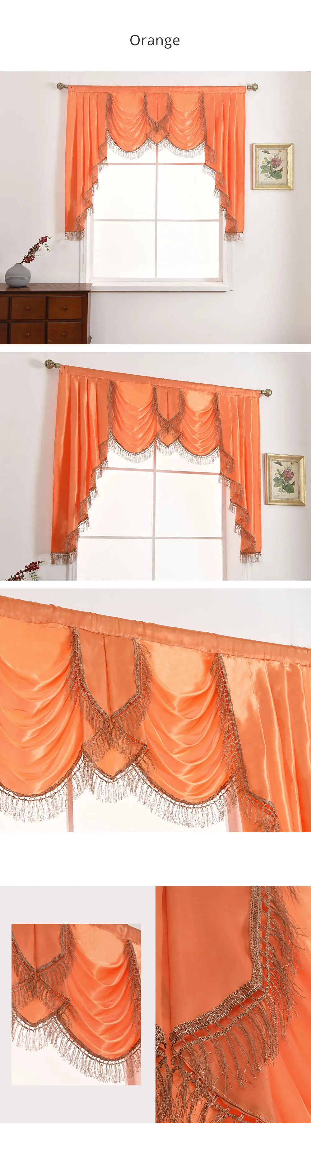 NAPEARL 1 Piece European Style Beads Valance Rustic Decorative Short Curtain Living Room Windows Thread Modern Drapes All Match