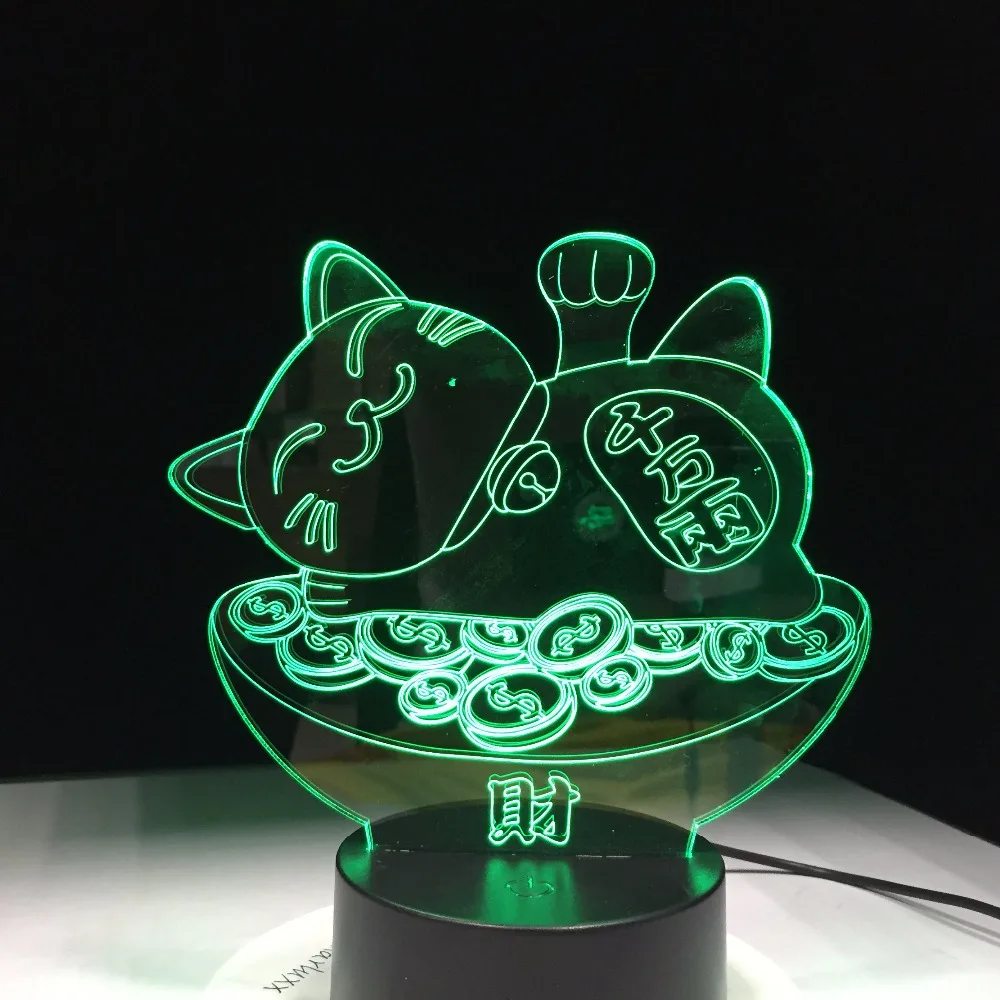 3D Ночная Лавовая Лампа Кот удачи Креативный светодиодный светильник с