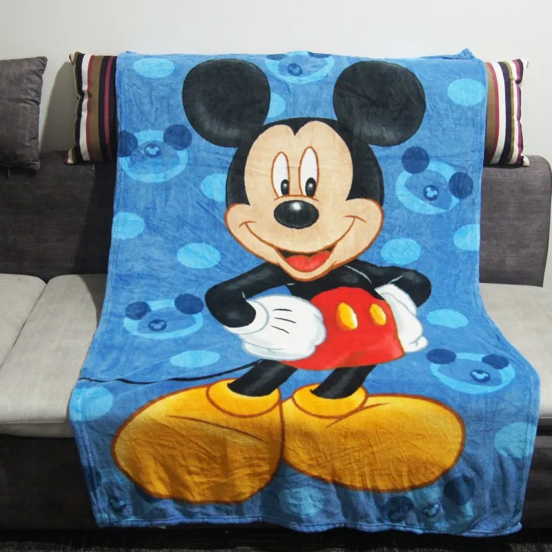 

Disney Blue Mickey Mouse Summer Lightweight Blanket Throw for Children on Crib/Plane Summer Sleeping Covers 100x140cm