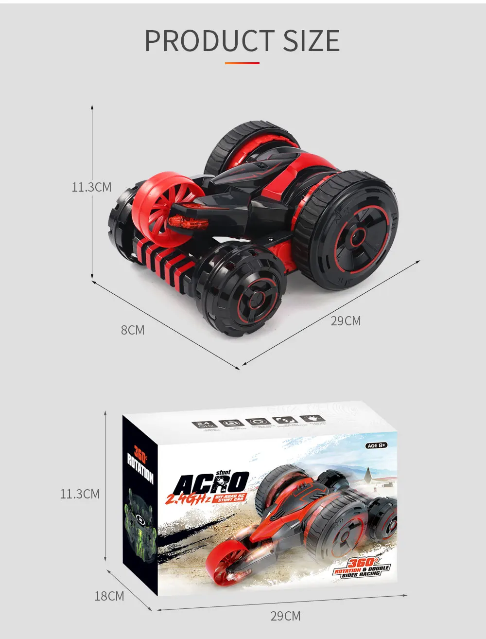 JJRC Q49 ACRO 2,4G 6CH двухсторонний трюк rc автомобиль 360 градусов вращения внедорожник W светодиодный свет