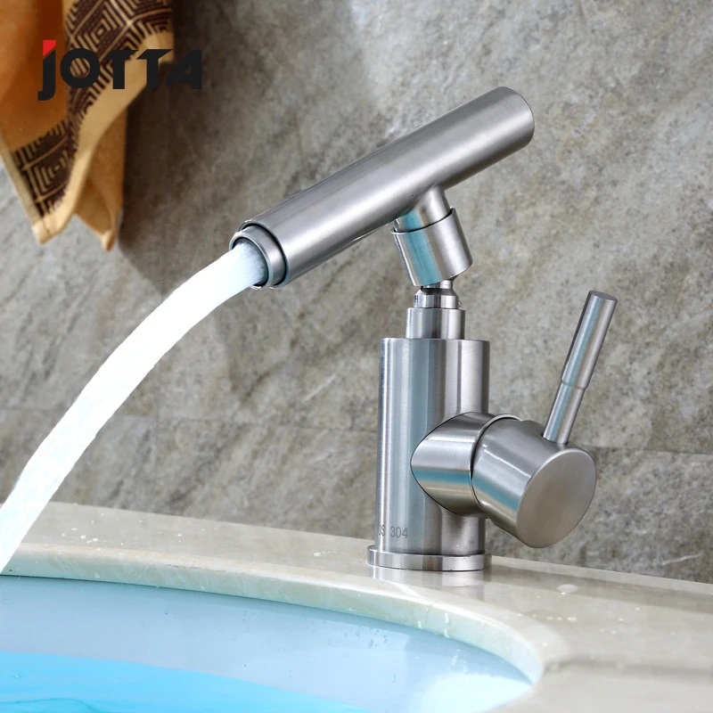 Stainless steel universal robot single-hole cold and hot water faucet fashion basin cold and hot dragon variable million