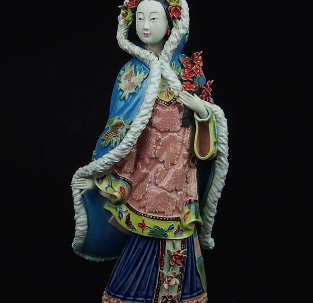 

China Pottery Wucai Porcelain Home Display Woman Ladies Crafts Decoration Statue