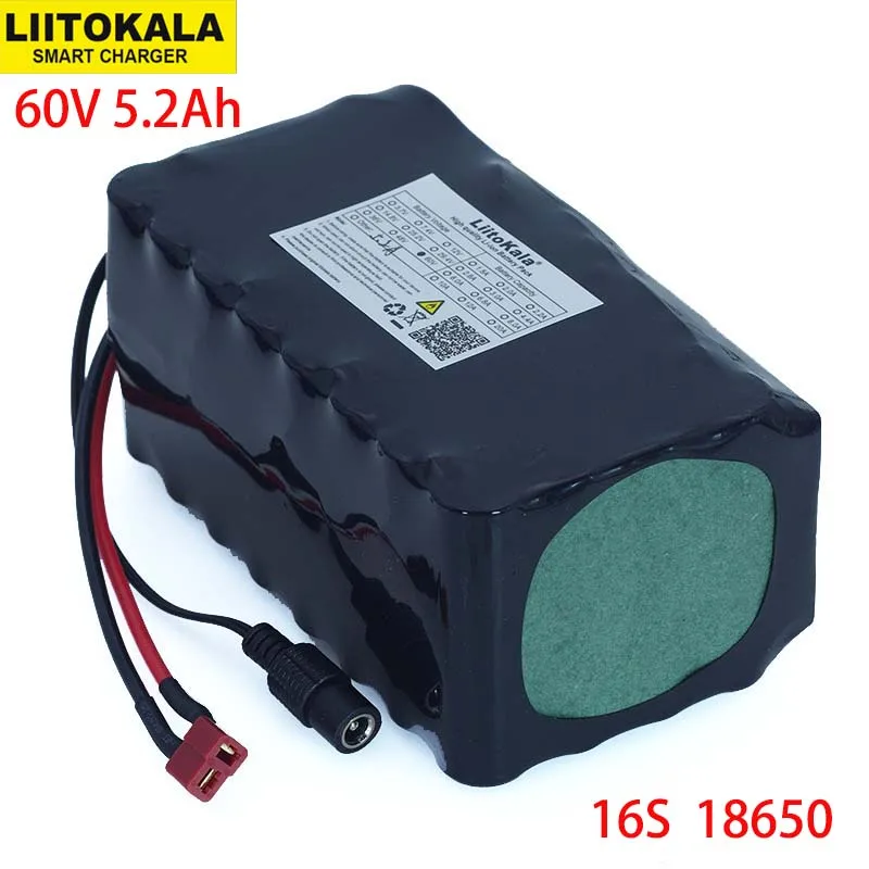 LiitoKala 60V 5.2A 16S2P 18650 67,2 V литий-ионный аккумулятор 5200mAh электровелосипед Электрический велосипед Скутер с 20A разряда BMS 1000 ватт