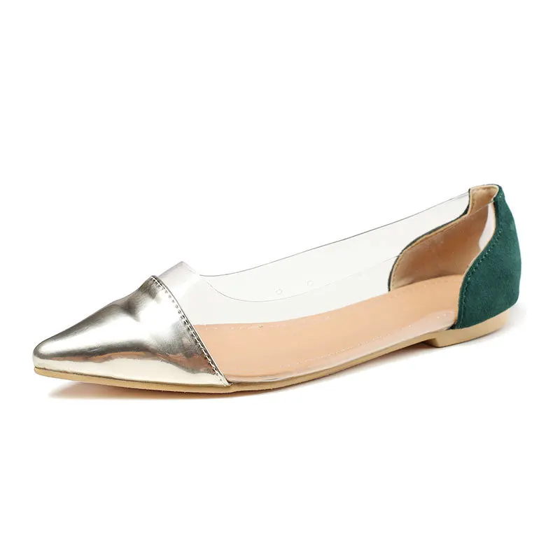 

2019 Spring Summer Women PVC Clear Sandals Woman Flat Sandal Shoes Female Pointed Toe Flats Lady Jelly Shoe Plus Size Chaussure
