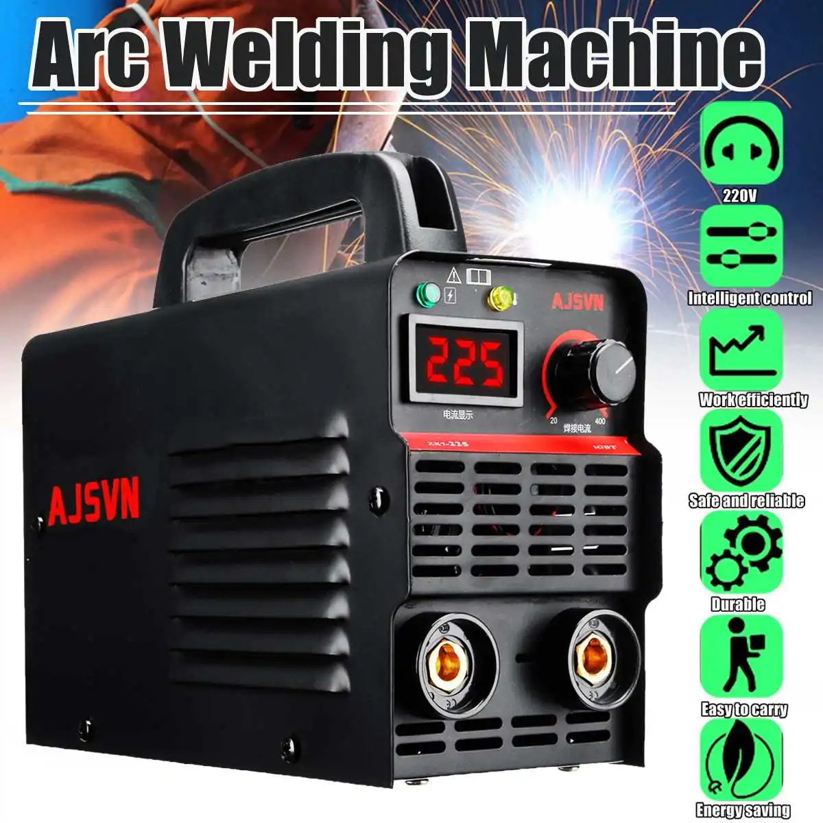 

Adjustable 20A-225A 4200W 220V Handheld IGBT Inverter Arc Welder-Welding Machine Digital Display Mini Portable Welding Tool