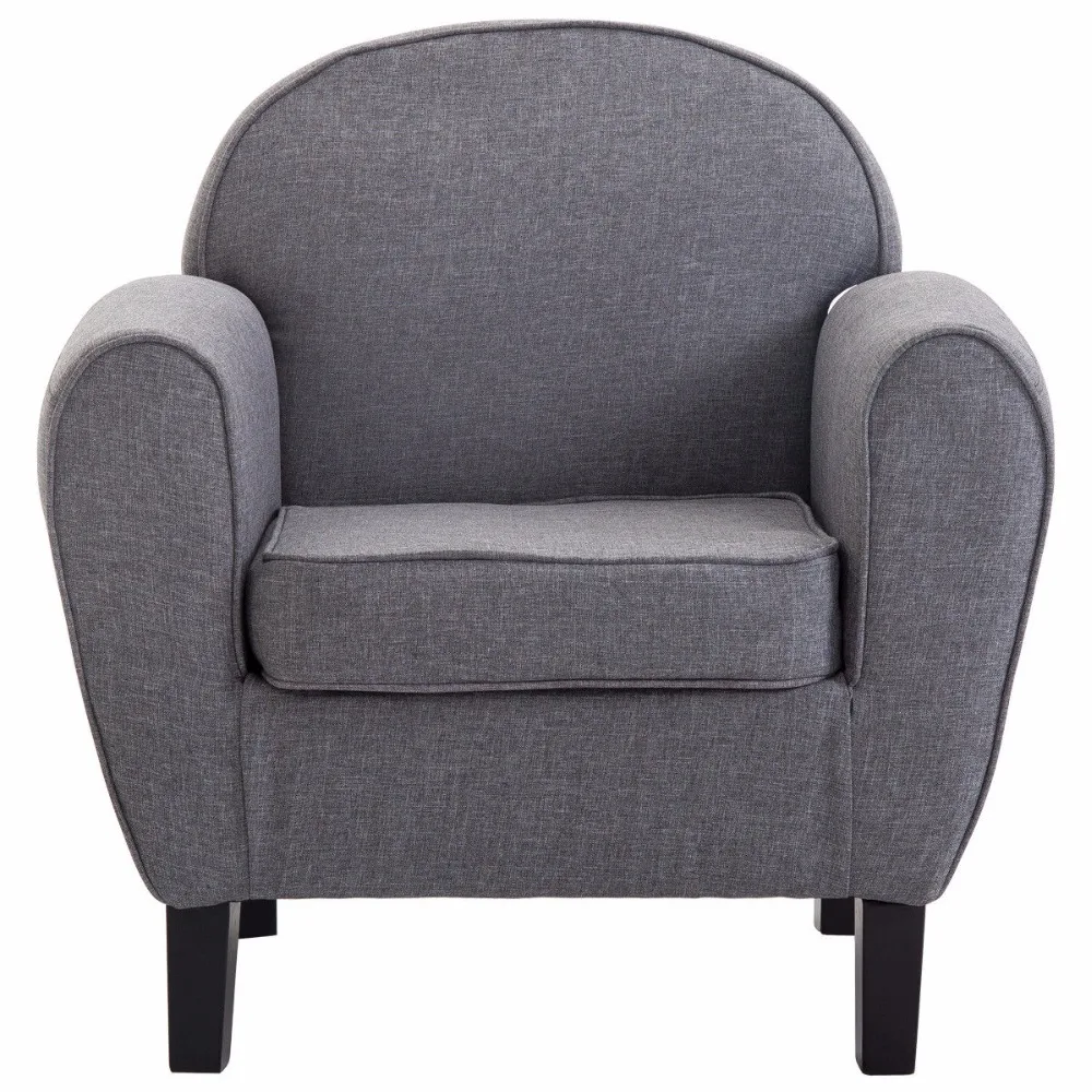 Goplus Arm Chair Modern Single Sofa Leisure Accent Fabric Upholstered Wood Leg Sponge Sofa Gray Living Room Furniture HW56720