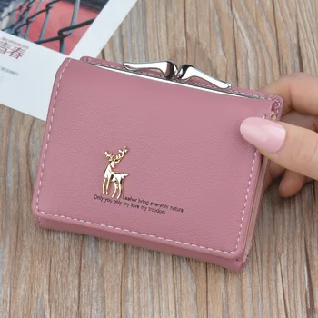 

Wallet New Arrival Polyester Unisex Lady Solid Hasp Female Short Style 2018 Korean Edition Simple Student Little Deer Mini New