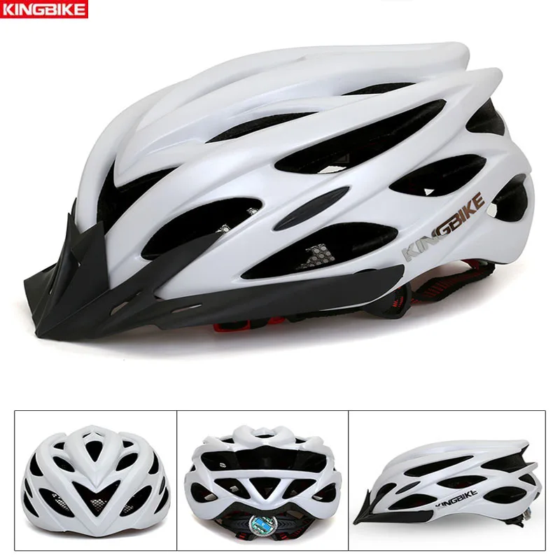 

KINGBIKE Cycling Helmet Road MTB Helmet Breathable Ultralight integrally Molded Men Detachable Visor Rear Light Bike Helmet