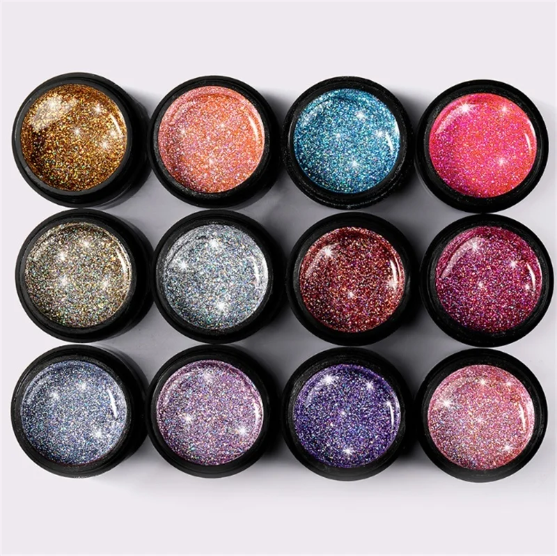 5ml Nail Art Glitter Gel Nail Polish Set Glitter Platinum Painting Nails Art Poly UV Gellak Top Base Primer For Manicure