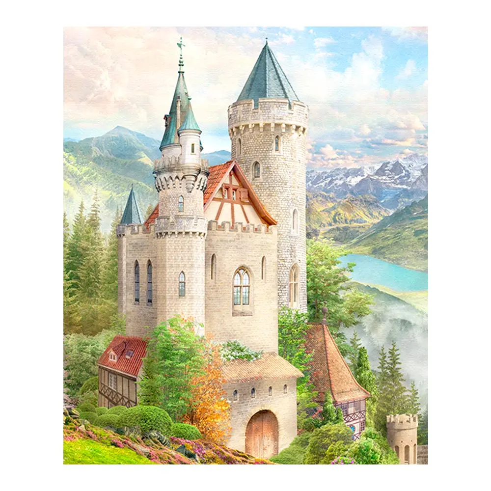 

European Castle Diamond Painting Full Round Architecture scenic New DIY Sticking Drill Cross Embroidery 5D Home Decoration