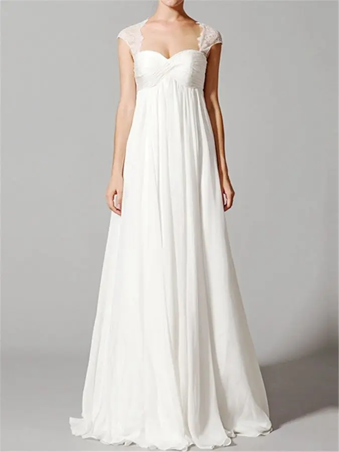 New Beading Empire Waist Lace Maternity Plus Size Wedding Dress