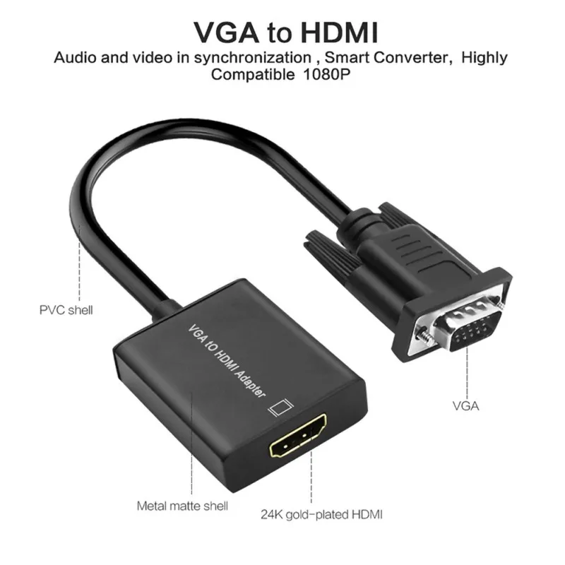 VGA мужчина к HDMI Женский конвертер Кабель-адаптер с аудио выходом 1080 P адаптер VGA HDMI для ПК ноутбук к HDTV проектору r10
