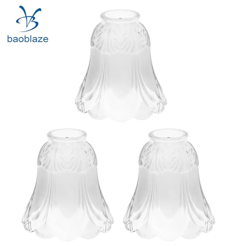 3 Pieces #1 Frosted Glass Ribbed Bell Light Shades Chandelier Lamp Pendant