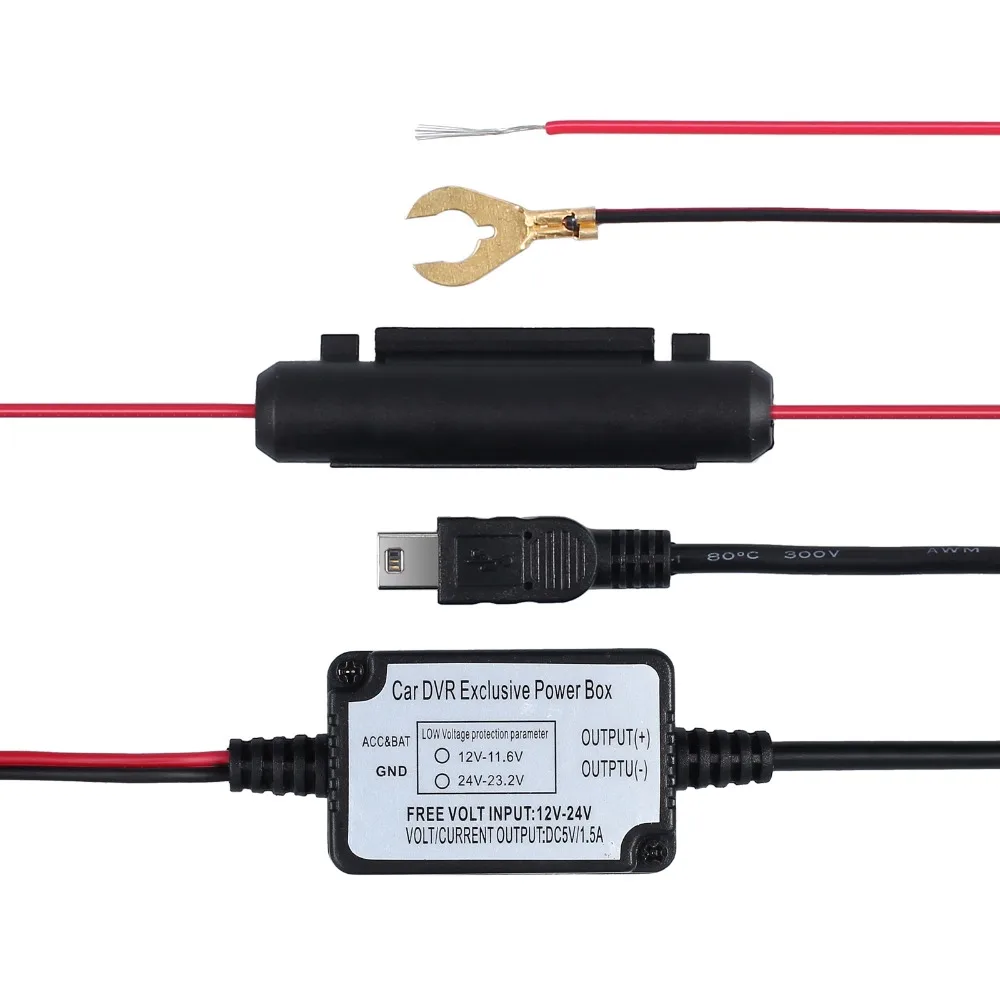 Комплект жесткого провода для видеорегистратора AUTOUTLET Кабель адаптер питания Micro