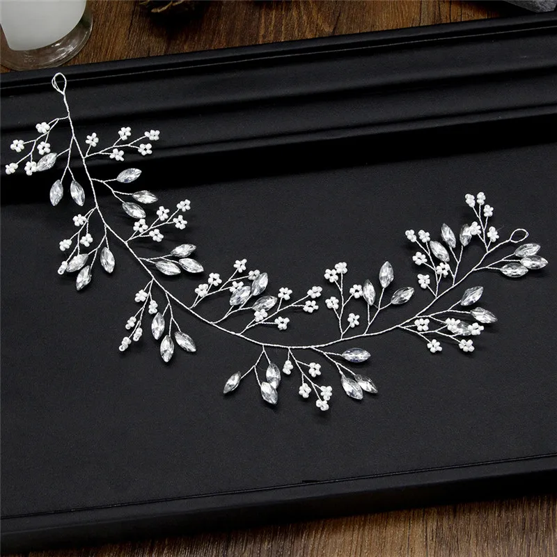 Luxury Crystal Wedding Hair Accessories Headband Simulated Pearl Bridal Hair Vine Hairbands Crown Headpiece Bride Tiara Jewelry