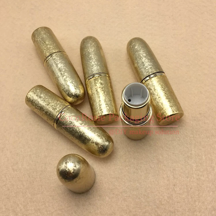 (30 pieces/lot) Empty Lipstick Tube bullet shaped Lipstick tubes hot selling Shiny Gold Lip Balm