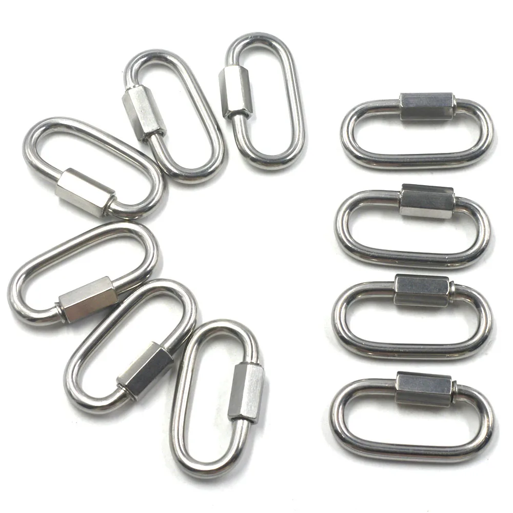 10x Camping Outdoor Stainless Steel Lock Carabiner Clip Hook Key Chain M5*50