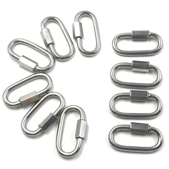 

Multifunctional 304 Stainless Steel Carabiner Oval Screwlock Quick Link Lock Ring Hook M5 Pack of 10