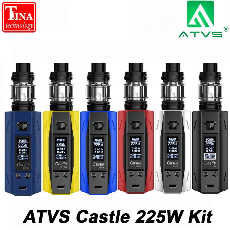 

ATVS Castle 225W Vape Kit Smart TC Vape 3ml Tank Top Filling Atomizer VS CAPTAIN PD18650 BOX MOD No 18650 Battery Dense Smok Kit