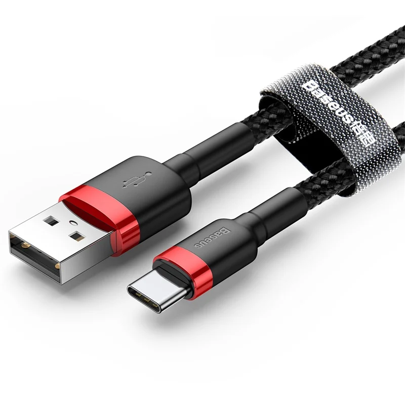 Baseus usb type-C кабель для One Plus 6 5t быстрая зарядка QC3.0 USB C Быстрая зарядка USB зарядное устройство кабель для samsung Galaxy S9 S8 Plus - Цвет: Черный