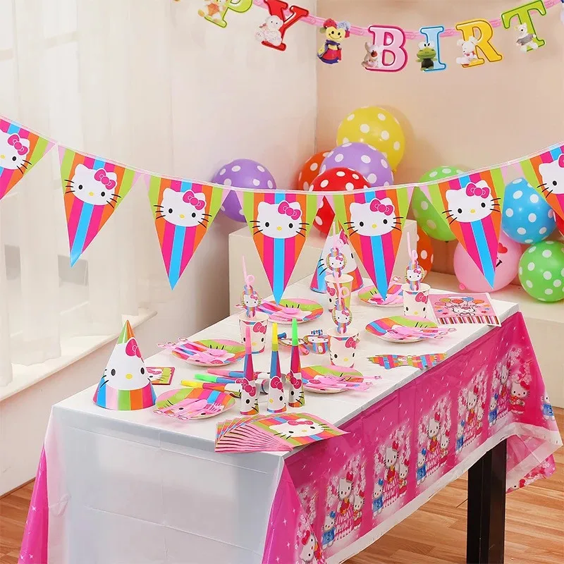 

Kids Favor Hello Kitty Theme 95Pc Cup+Plate+Banner+Napkin+Hat Girl Birthday Party Wedding Baby Shower Blowout+Gift Bag Supply