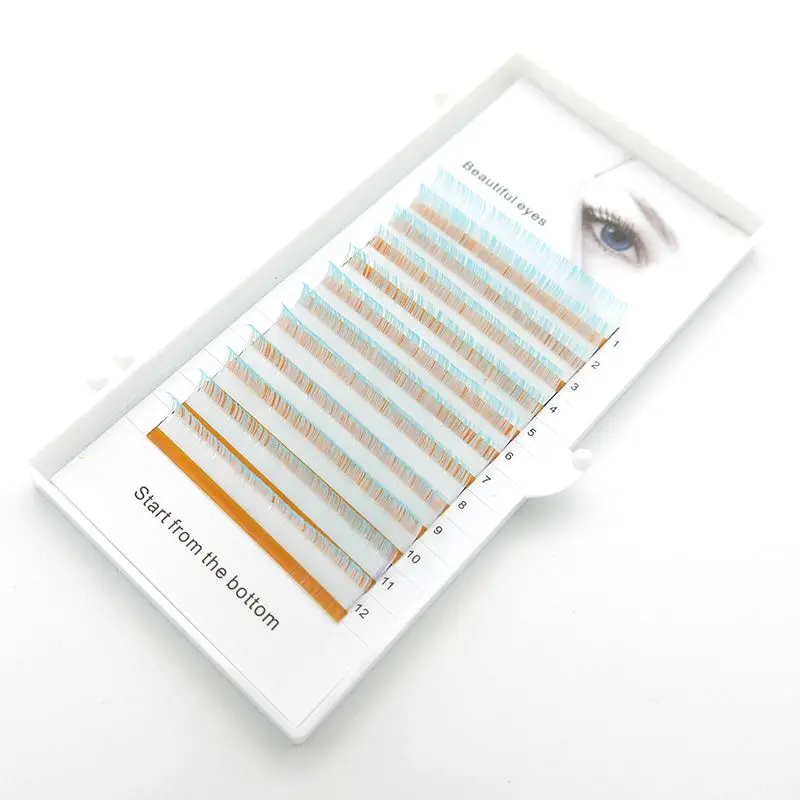 Hbzgtlad C/D curl 0,07/0,1 мм 8-14 накладные ресницы белый+ синий индивидуальный ресниц цветные ресницы Искусственный объем и удлинение ресниц