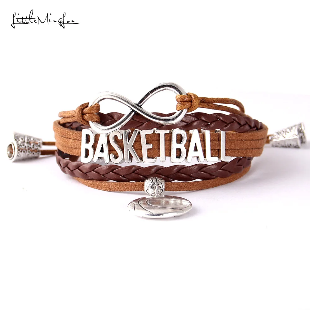 Little MingLou Бесконечность баскетбольный браслет баскетбольная подвеска регулируемый ремень кисточкой мужские браслеты и браслеты для мужчин ювелирные изделия