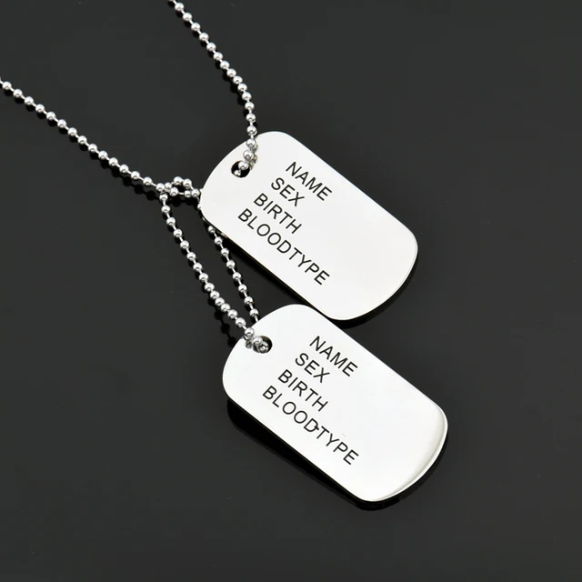 Stainless Steel Silver Double Dog Tag Necklace Men Jewelry Custom